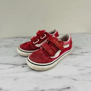Vans Old Skool Red Adjustable Strap Shoes Toddler Size 8.5